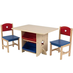 Masuta copii Star cu doua scaunele din lemn si spatii de depozitare- Star Kidkraft Table